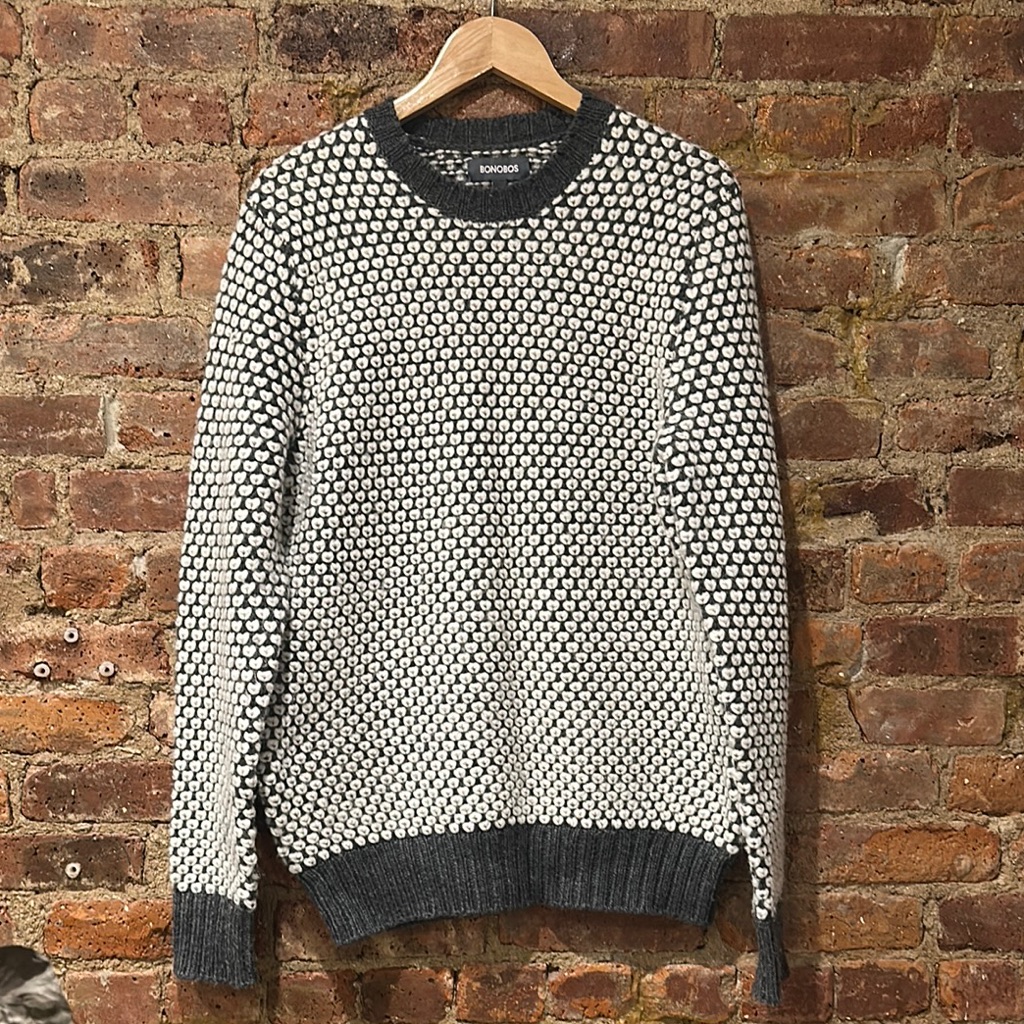 Bonobos Gray And White Men's Woolen Sweater